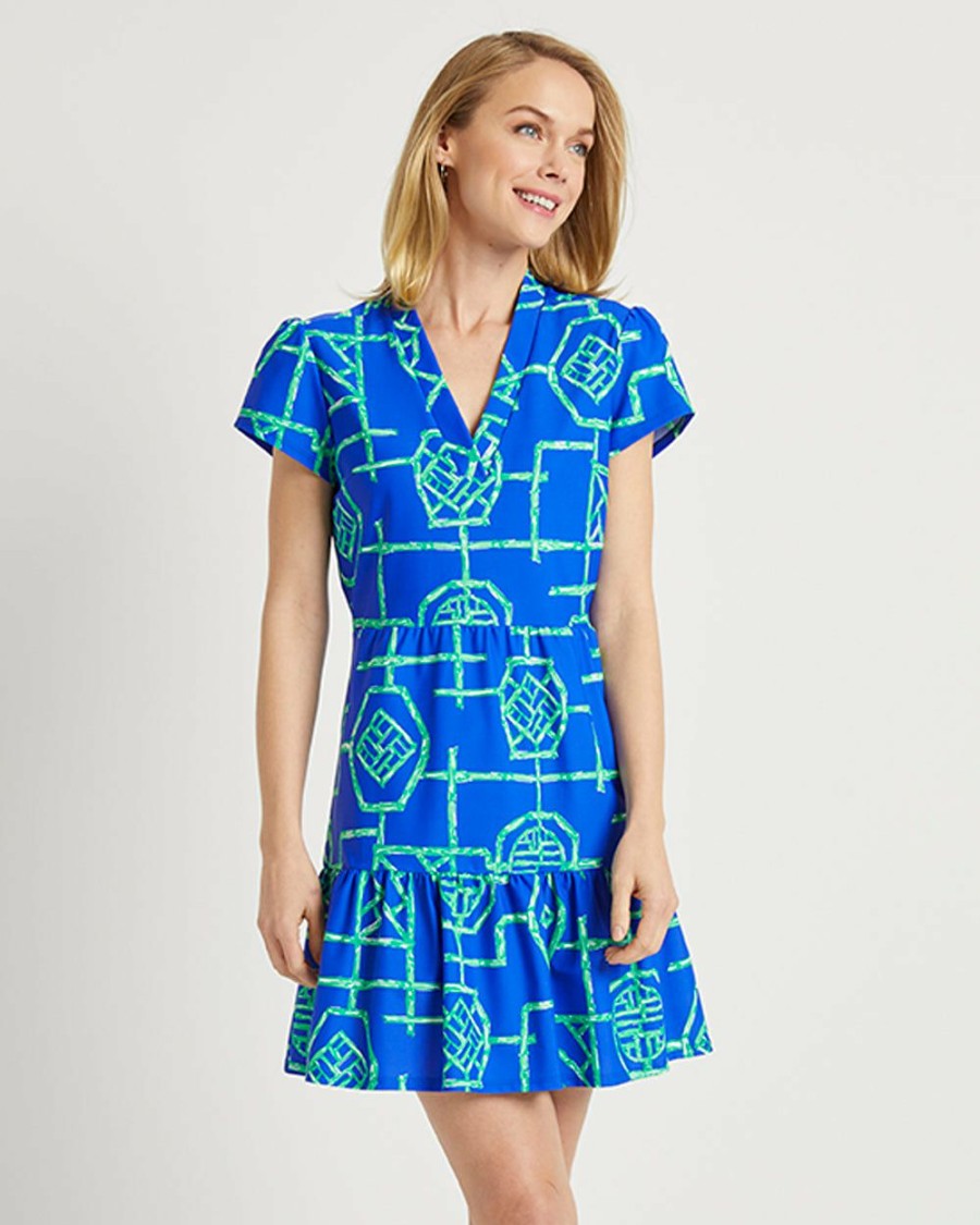 Hers Jude Connally | Jude Connally Ginger Dress - Bamboo Lattice Cobalt ...