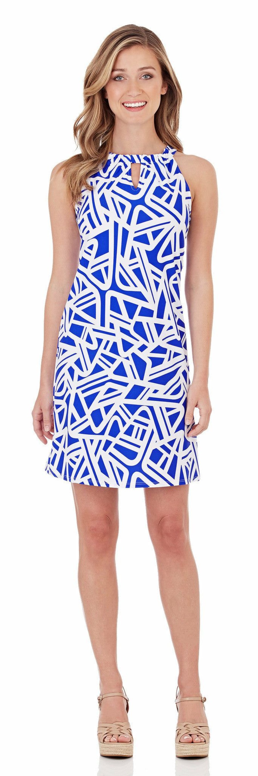 Hers Jude Connally | Jude Connally Lisa Dress In Abstract Geo Cobalt ...